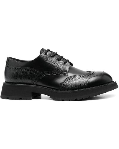 Alexander McQueen Polished Leather Lace-up Fastening Brogues - Black