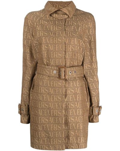 Versace Allover Trench Coat - Natural