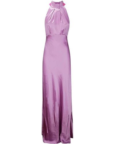 Saloni Long Silk Dress - Purple