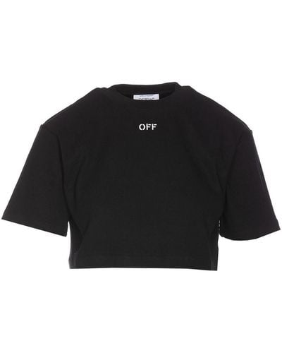 Off-White c/o Virgil Abloh Off Stamp Logo Cropped T-shirt - Black