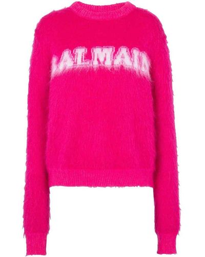 Balmain Logo Mohair Sweater - Pink