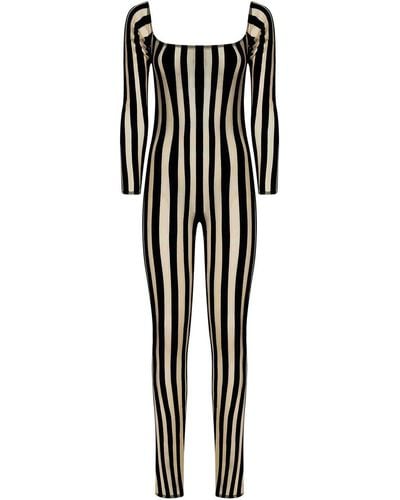 LAQUAN SMITH Striped Fitted Jumpsuit - Black