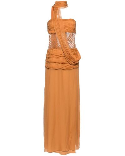 Alberta Ferretti Lace Detail Dress - Orange