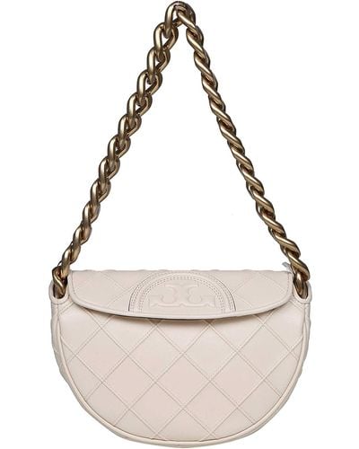 Tory Burch Bag In Quilted Leather And Chain - White