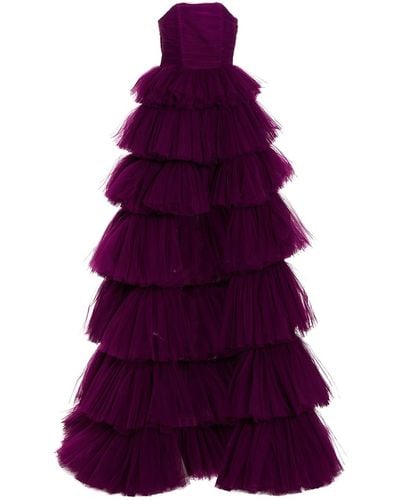 19:13 Dresscode Flounced Tulle Maxi Dress With Strap - Purple