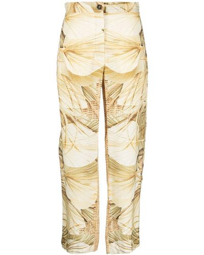 Fay Multicolour Nature-print Straight Trousers - Natural