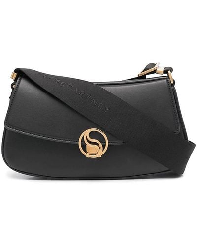 Stella McCartney Logo Clasp Eco-leather Bag Flap Bag - Black