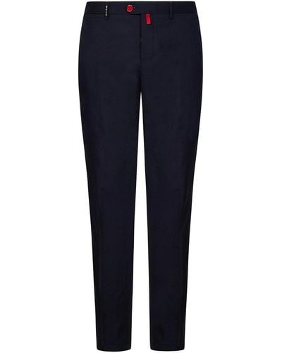 Kiton Navy Wool Tailored Trousers - Blue