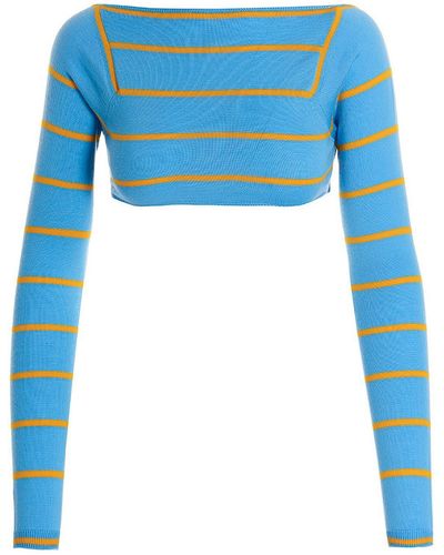 Emilio Pucci Cut-out Cropped Sweater - Blue