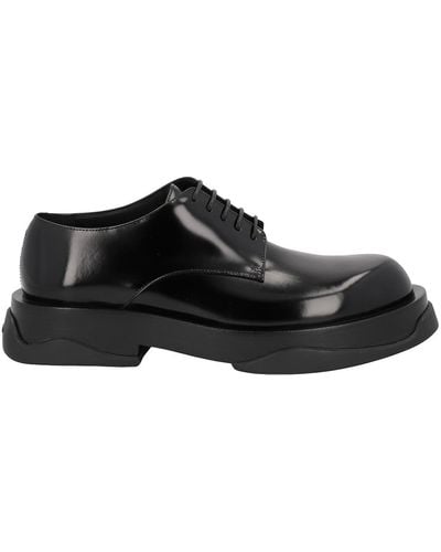 Jil Sander Lace-up Shoe In Brushed Leather - Black