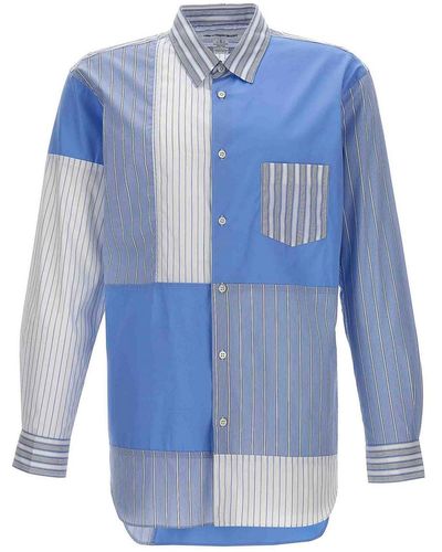 Comme des Garçons Patchwork Striped Shirt - Blue