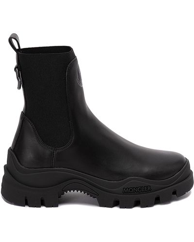Moncler `larue` Leather Chelsea Boots - Black
