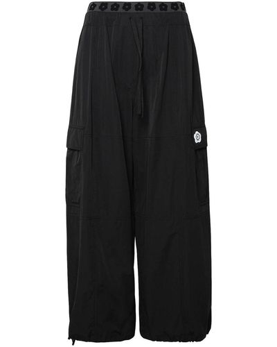 KENZO Cotton Blend Cargo Trousers - Black