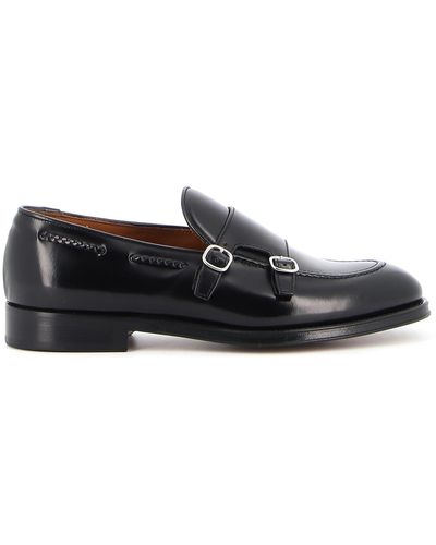 Doucal's Leather Monk Straps - Black