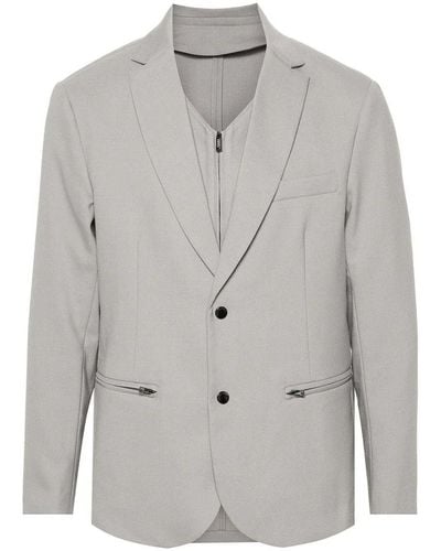 Emporio Armani Wool Blend Single-breasted Blazer Jacket - Grey