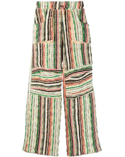 VITELLI Patched Cotton Blend Wool Trousers - Multicolour