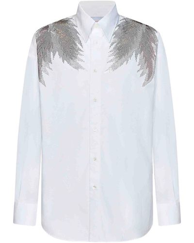 Bluemarble Shirt With Rhinestone Wings - White