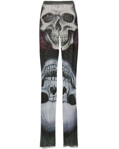 OTTOLINGER Skull Print Mesh Pants - Gray