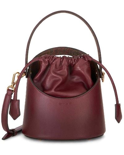 Etro Saturno Mini Leather Bucket Bag - Red