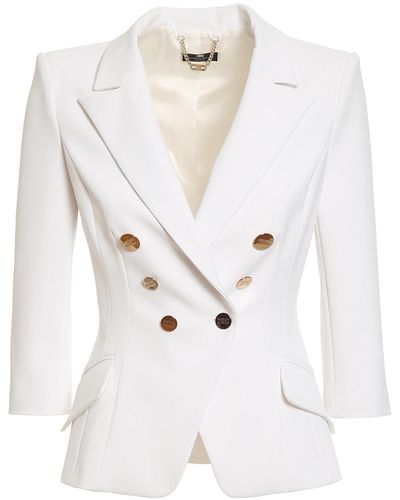Elisabetta Franchi Cropped Sleeve Blazer - White