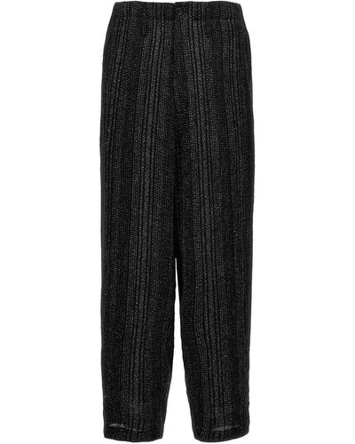 Yohji Yamamoto Z-stripe Coin Pocket Wide Trousers - Black