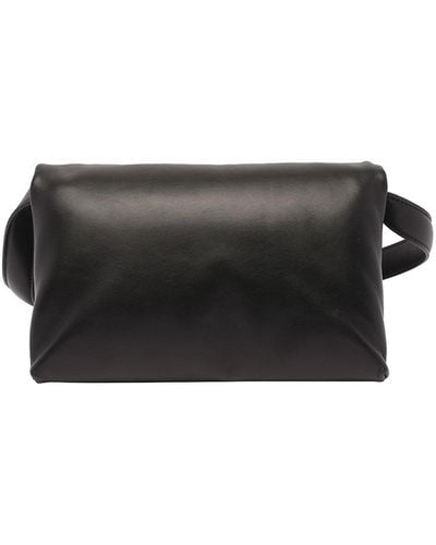 Marni Logo Leather Bag With Snap Clousure - Black