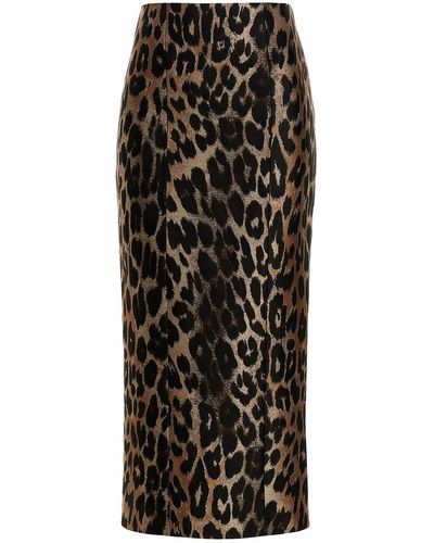 Balmain Leopard Jacquard Skirt - Black