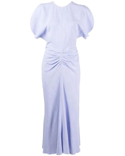 Victoria Beckham Gathered Waist Midi Dress - Blue