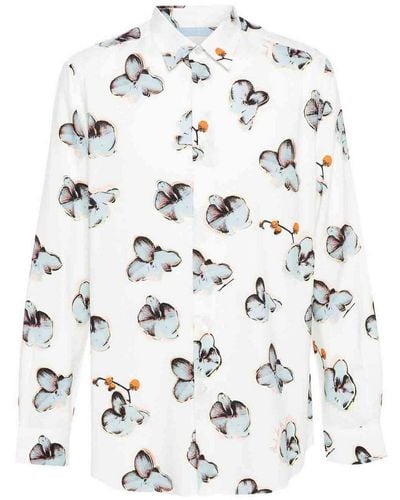 Paul Smith Orchid-print Shirt - White