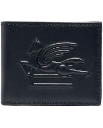 Etro Leather Logo Embossed Wallet - Blue