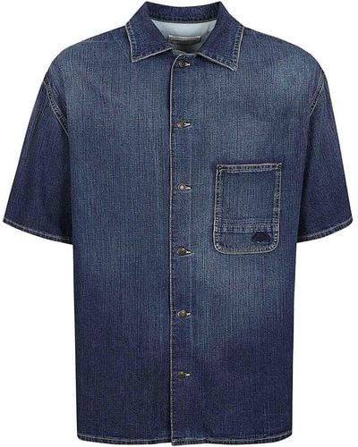 Alexander McQueen Hawaiian Shirt In Denim - Blue