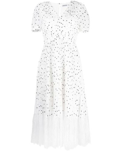 Self-Portrait Lace-trim Polka-dot Midi Dress - White