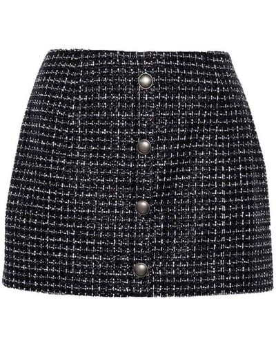 Alessandra Rich Sequin Checked Tweed Mini Skirt - Black