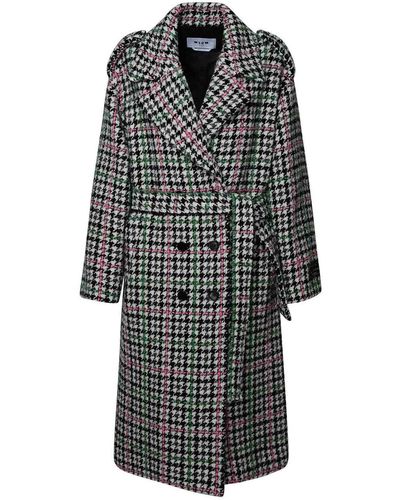 MSGM Multicolor Wool Blend Coat - Gray