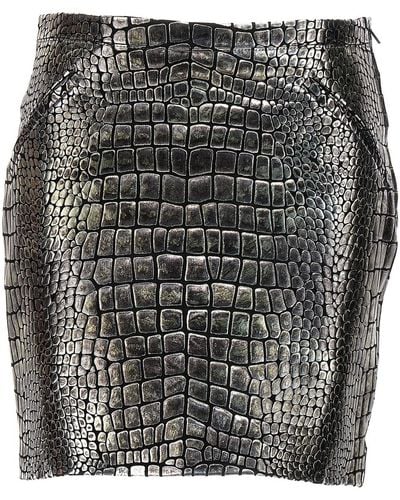 Tom Ford Laminated Croc Skirt - Grey