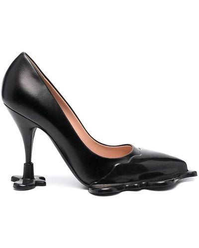 Moschino 100mm Sculpted Leather Court Shoes - Black