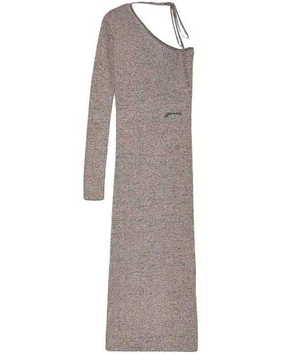 Ganni One Shoulder Maxi Dress - Gray