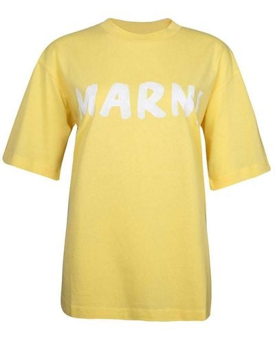 Marni Cotton T-shirt With Logo - Yellow
