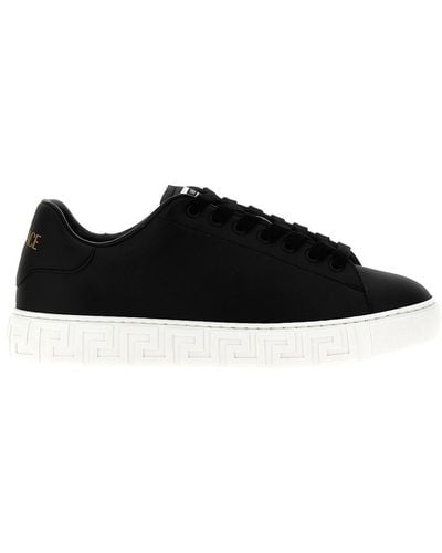Versace Leather-effect Trainers Greca Pattern - Black