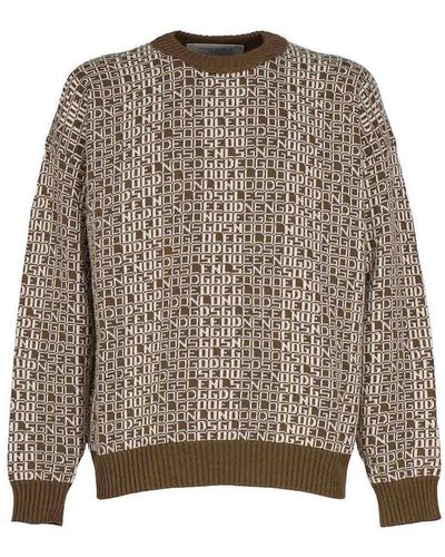 Golden Goose Sweater With Lettering-jacquard Motif - Brown