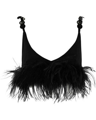 Pinko Top With Feathers - Black
