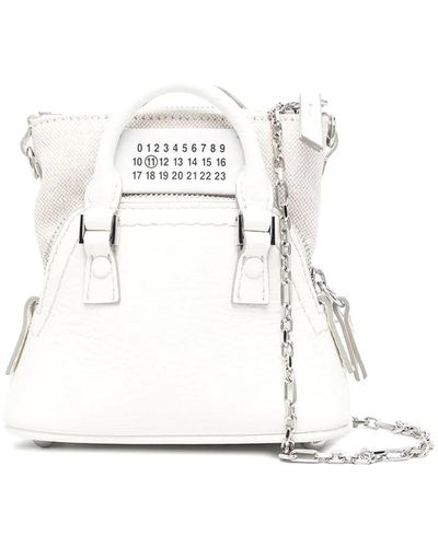 MM6 by Maison Martin Margiela Classique Baby Leather Mini Bag - White