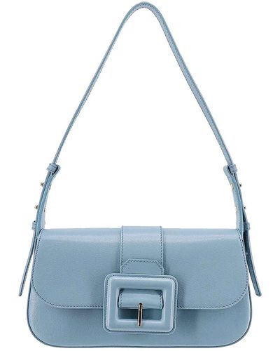 Bally Leather Shoulder Bag With Maxi Buckle - Blue