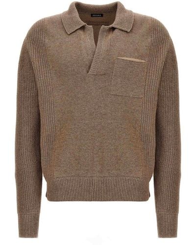 Zegna V-neck Sweater - Brown