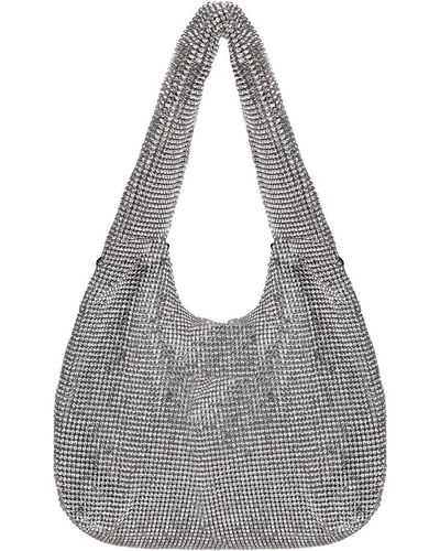 Kara Crystal Mesh Bag With Decoration - Grey