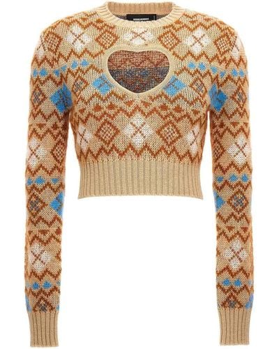 DSquared² Heart Vintage Shetland Sweater - White