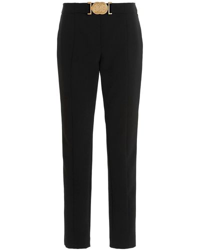 Moschino Trousers With Smiley' Buckle At The Waist - Black