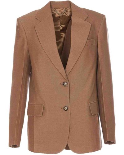 Victoria Beckham Asymmetric Single Breasted Jacket - Brown