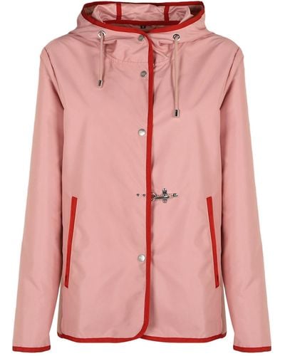 Fay Pea Coat In Waterproof Technical Poplin - Pink