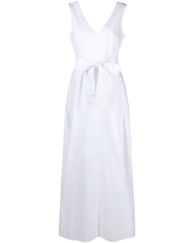 P.A.R.O.S.H. V-neck Flared Maxi Dress - White